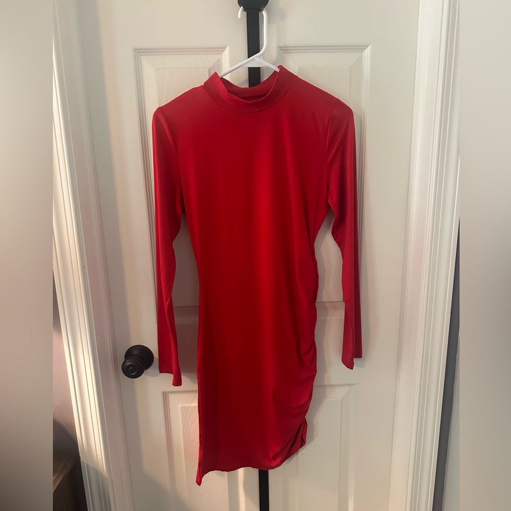 Christmas Red mini long sleeve dress- Size M